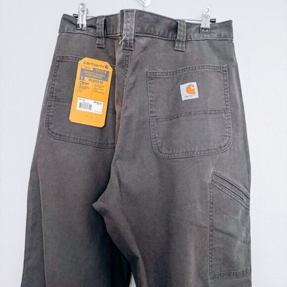 Carhartt Grey Canvas Relaxed Fit Pants Size 36x30 - Picture 6 of 10